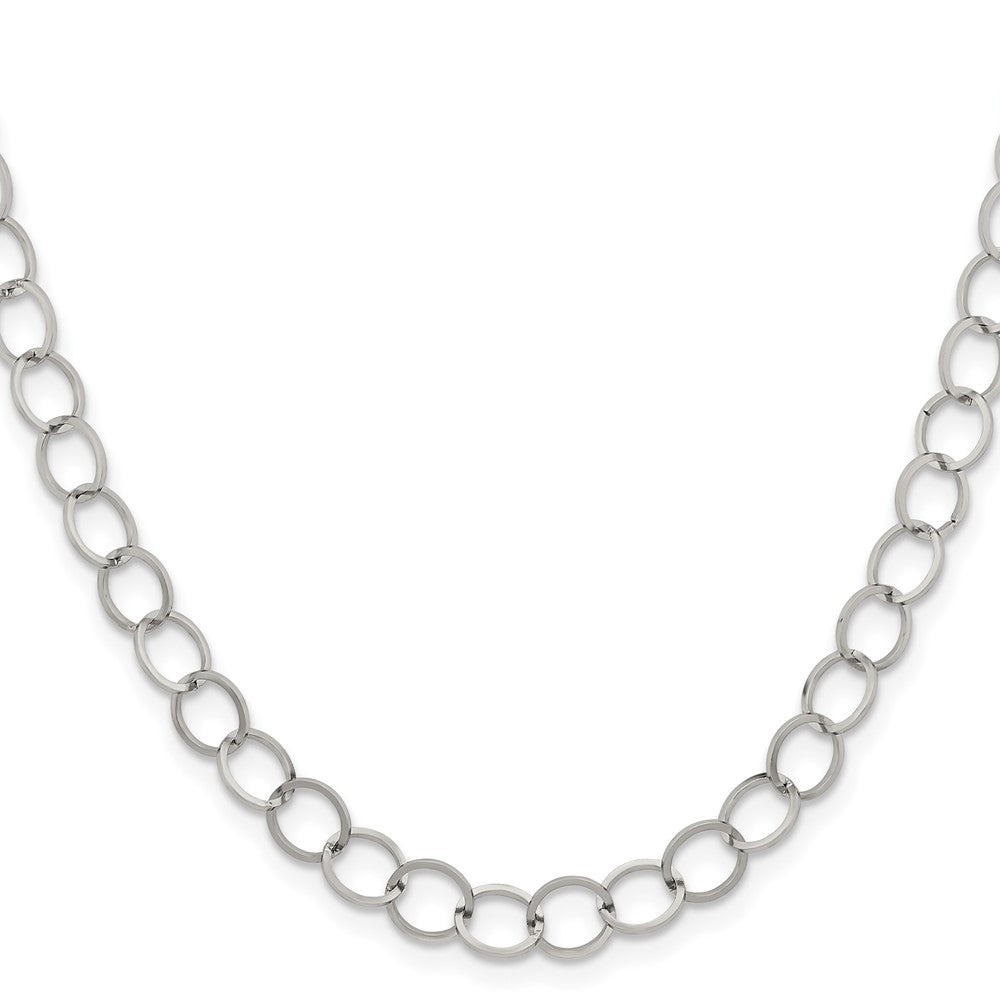 Stainless Steel Polished 8mm Circle Link 36In Necklace