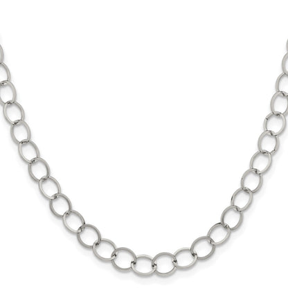 Stainless Steel Polished 8mm Circle Link 36In Necklace