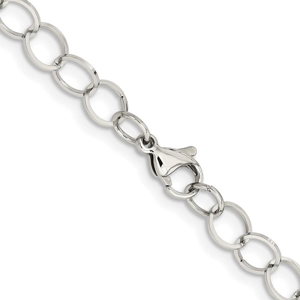Stainless Steel Polished 8mm Circle Link 36In Necklace