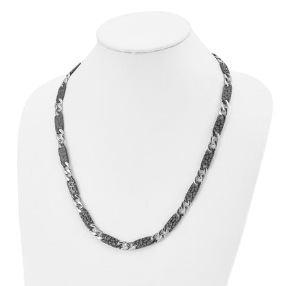 Stainless Steel Chisel Polished Black Ip-Plated Link 24 Inch Necklace