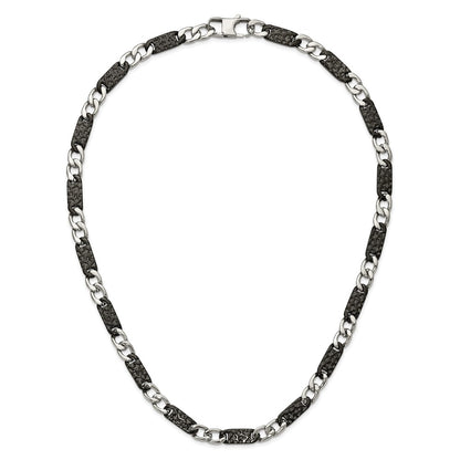 Stainless Steel Chisel Polished Black Ip-Plated Link 24 Inch Necklace