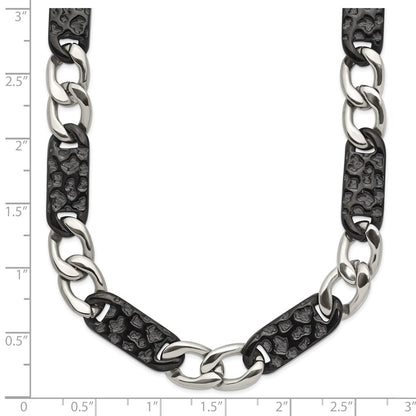 Stainless Steel Chisel Polished Black Ip-Plated Link 24 Inch Necklace