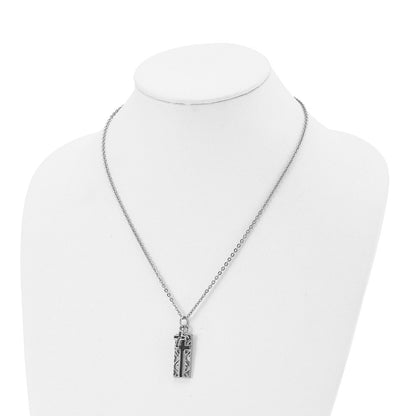 Stainless Steel Chisel Polished Black Ip-Plated 2 Piece Cross Pendant On A 20 Inch Cable Chain Necklace