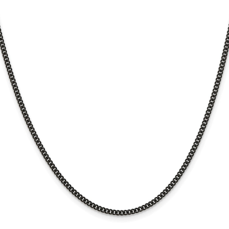 Stainless Steel Chisel Polished Black Ip-Plated 2.25mm 16 Inch Round Curb Chain Necklace