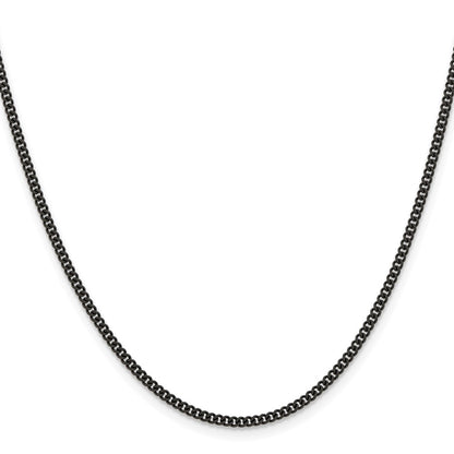 Stainless Steel Chisel Polished Black Ip-Plated 2.25mm 18 Inch Round Curb Chain Necklace