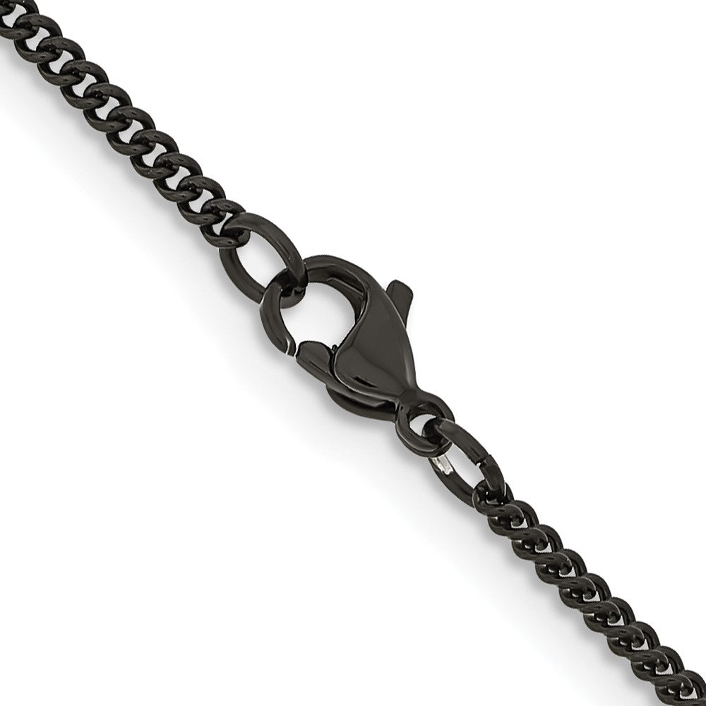 Stainless Steel Chisel Polished Black Ip-Plated 2.25mm 18 Inch Round Curb Chain Necklace