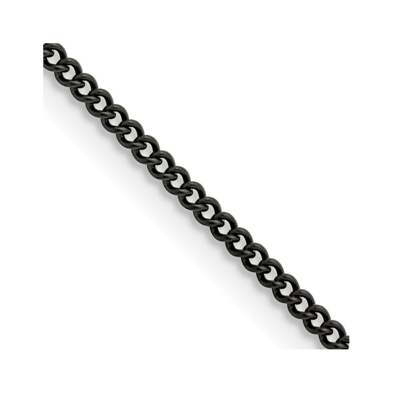 Stainless Steel Chisel Polished Black Ip-Plated 2.25mm 20 Inch Round Curb Chain Necklace