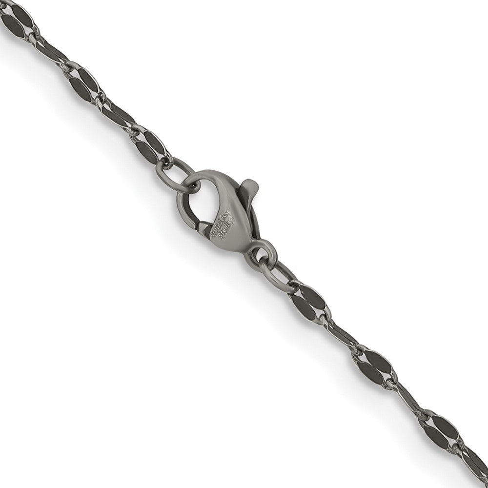 Stainless Steel Chisel Oxidized 2.5mm Fancy Chain Necklace