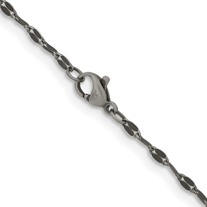Stainless Steel Chisel Oxidized 2.5mm Fancy Chain Necklace