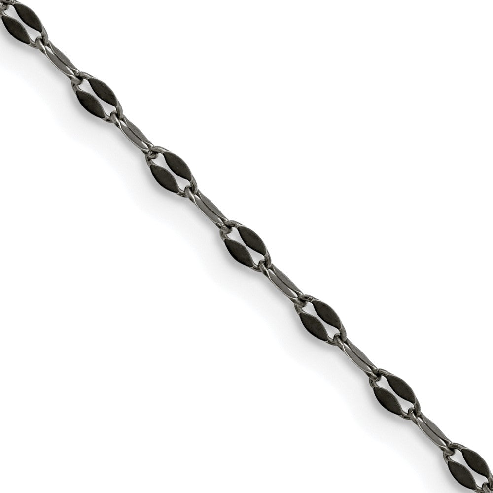 Stainless Steel Chisel Oxidized 2.5mm Fancy Chain Necklace