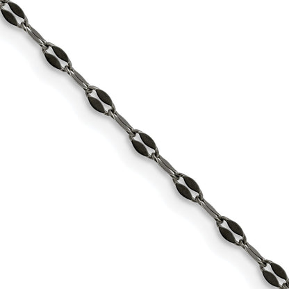 Stainless Steel Chisel Oxidized 2.5mm Fancy Chain Necklace