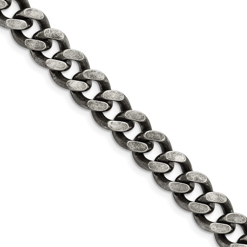 Stainless Steel Chisel Oxidized 9.25mm 20 Inch Curb Chain Necklace