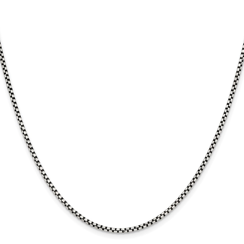Stainless Steel Chisel Antiqued 2.25mm 18 Inch Box Chain Necklace