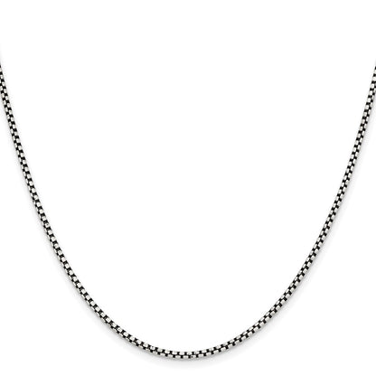 Stainless Steel Chisel Antiqued 2.25mm 18 Inch Box Chain Necklace