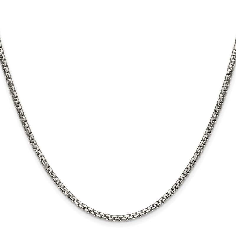 Stainless Steel Chisel Polished 2.5mm 18 Inch Fancy Box Chain Necklace