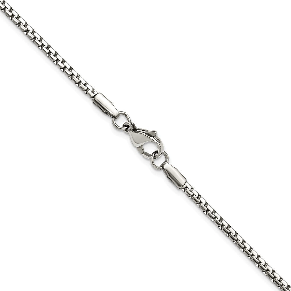 Stainless Steel Chisel Polished 2.5mm Fancy Box Chain Necklace