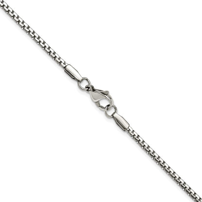 Stainless Steel Chisel Polished 2.5mm Fancy Box Chain Necklace