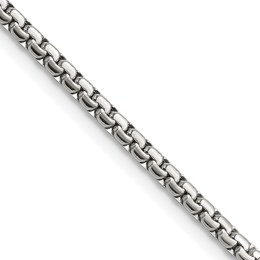 Stainless Steel Chisel Polished 2.5mm Fancy Box Chain Necklace