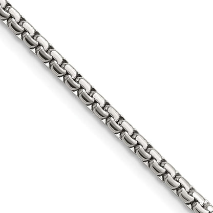 Stainless Steel Chisel Polished 2.5mm Fancy Box Chain Necklace