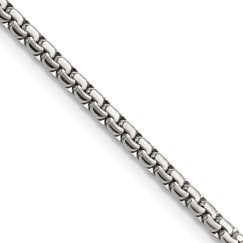 Stainless Steel Chisel Polished 2.5mm 18 Inch Fancy Box Chain Necklace