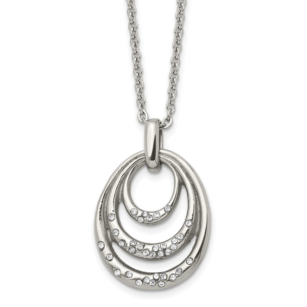 Stainless Steel Polished W/Cz Multi Circle 20In Necklace
