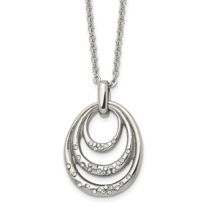 Stainless Steel Polished W/Cz Multi Circle 20In Necklace