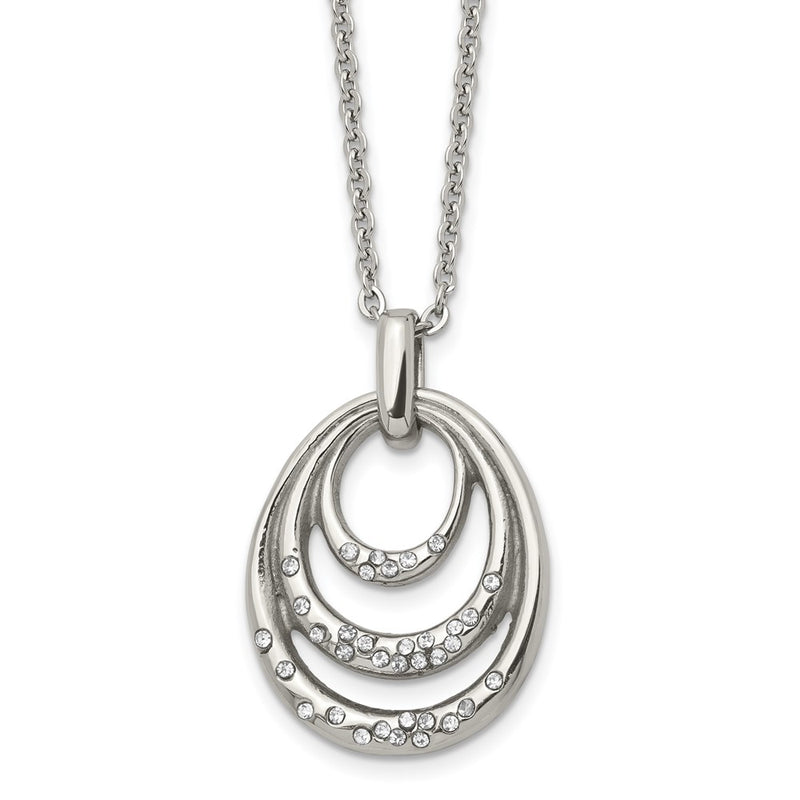 Stainless Steel Polished W/Cz Multi Circle 20In Necklace