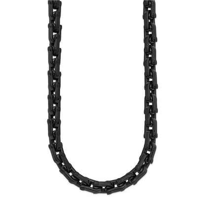 Stainless Steel Chisel Polished Black Ip-Plated Link Chain Necklace