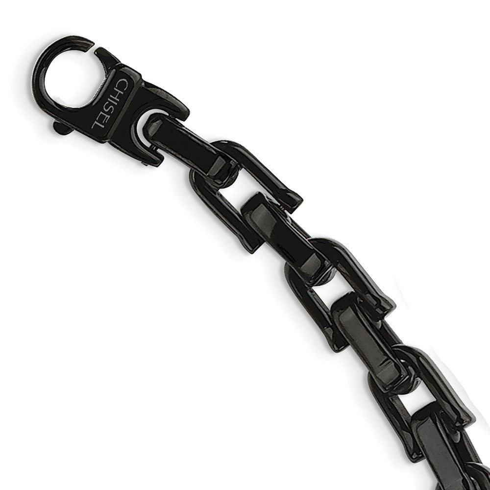 Stainless Steel Chisel Polished Black Ip-Plated Link Chain Necklace