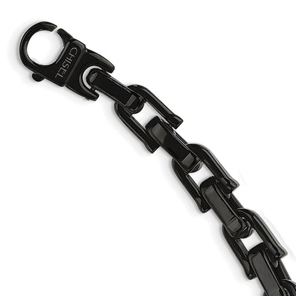 Stainless Steel Chisel Polished Black Ip-Plated Link Chain Necklace