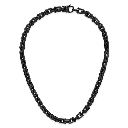 Stainless Steel Chisel Polished Black Ip-Plated Link Chain Necklace