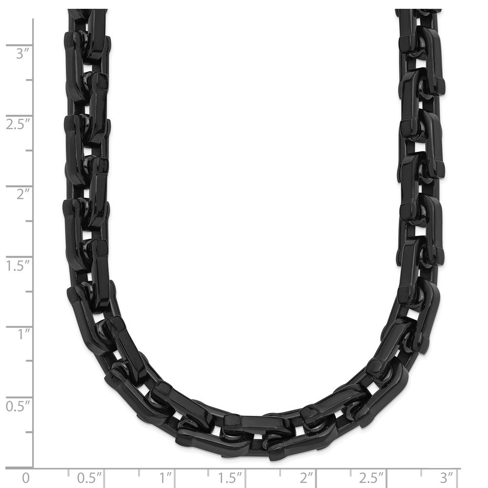Stainless Steel Chisel Polished Black Ip-Plated Link Chain Necklace