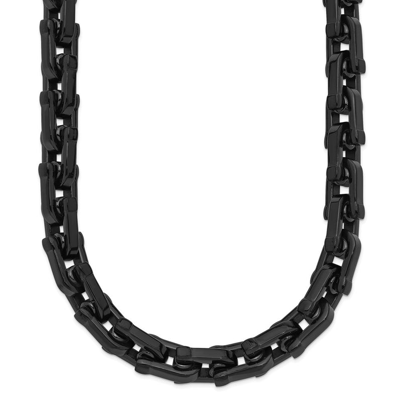 Stainless Steel Chisel Polished Black Ip-Plated Link Chain Necklace