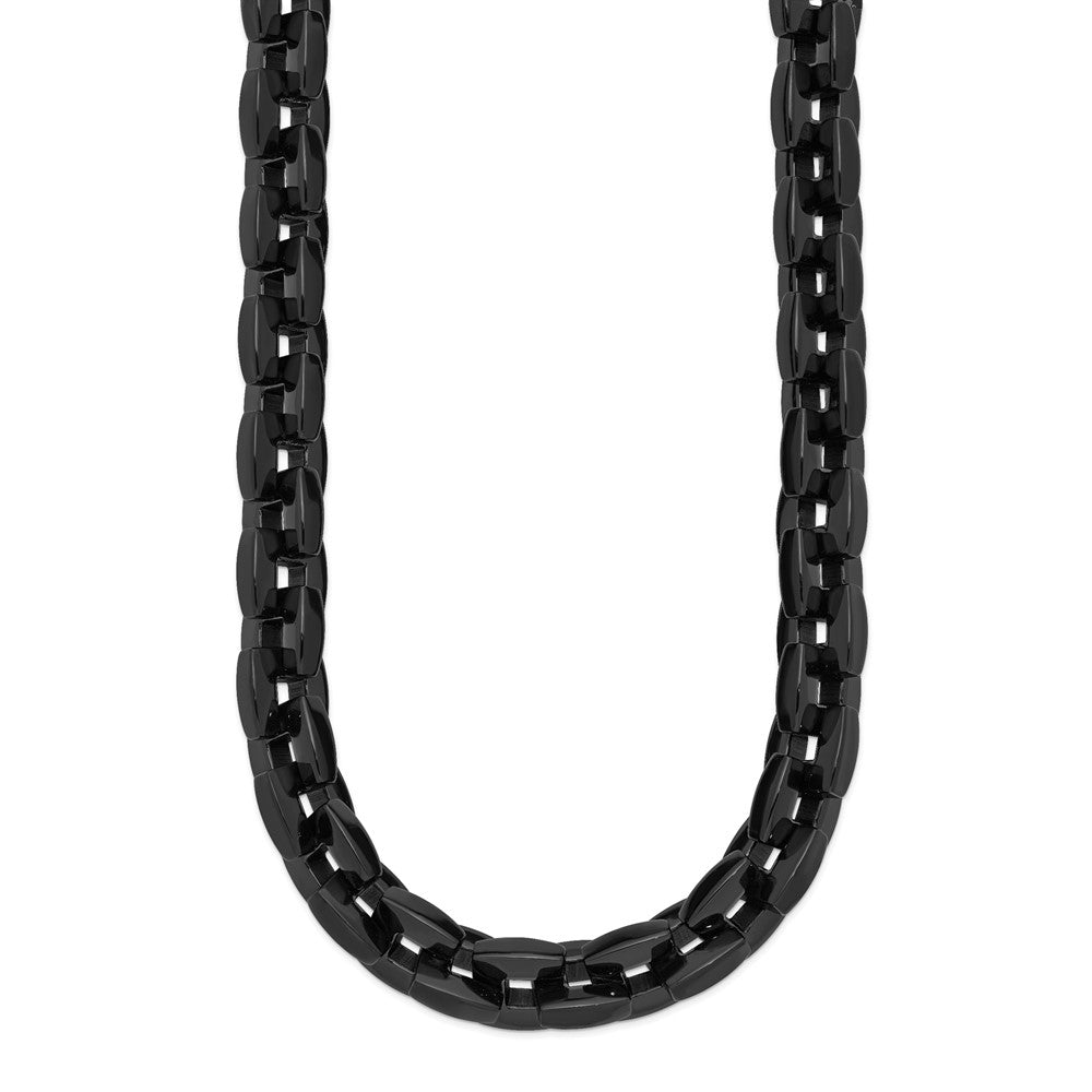 Stainless Steel Chisel Polished Black Ip-Plated Link Chain Necklace