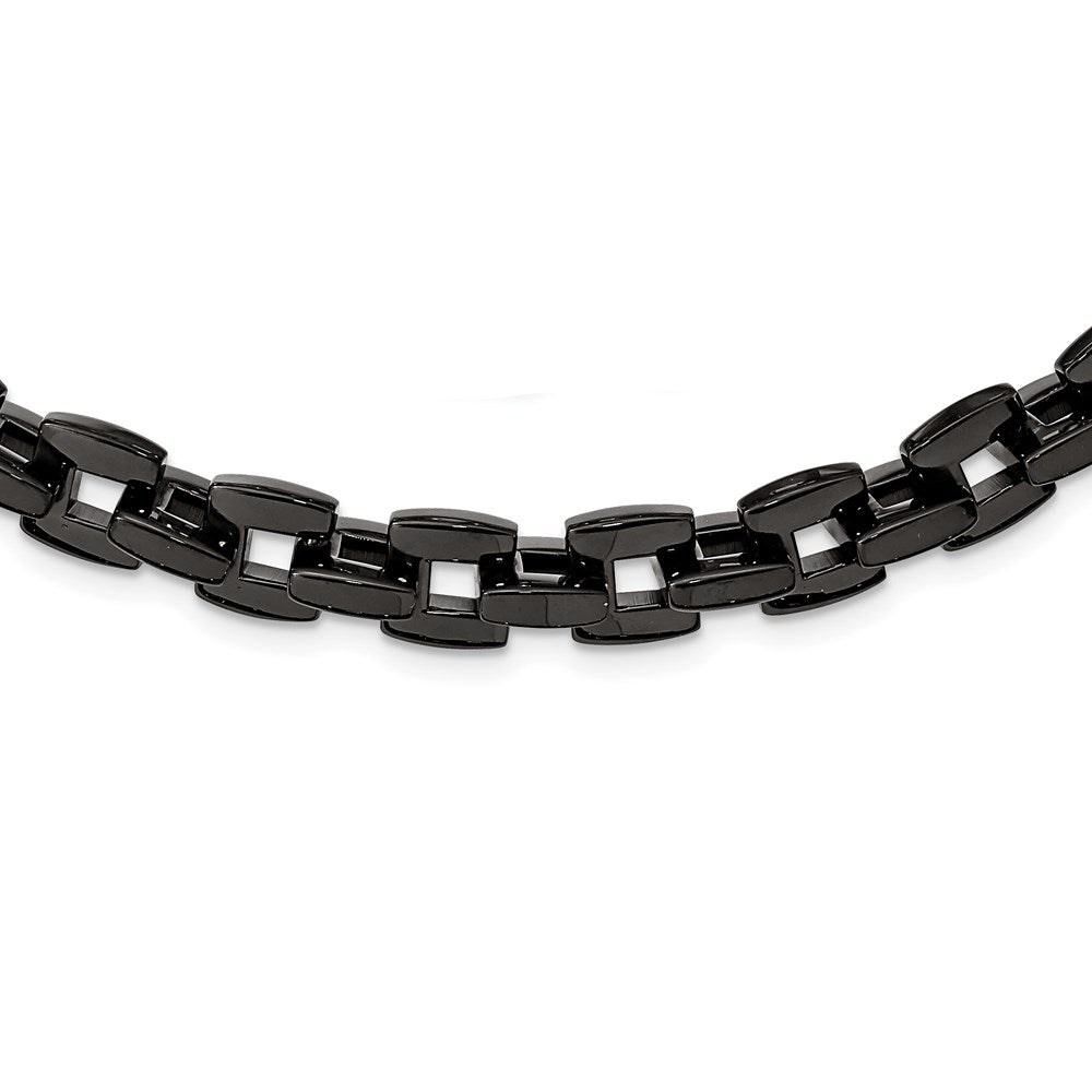 Stainless Steel Chisel Polished Black Ip-Plated Link Chain Necklace