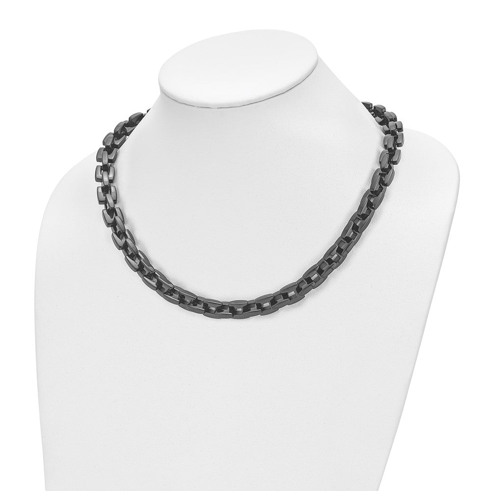 Stainless Steel Chisel Polished Black Ip-Plated Link Chain Necklace