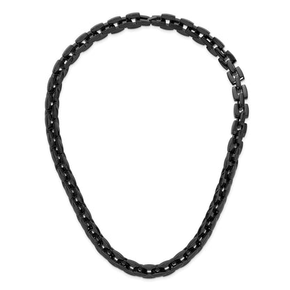 Stainless Steel Chisel Polished Black Ip-Plated Link Chain Necklace