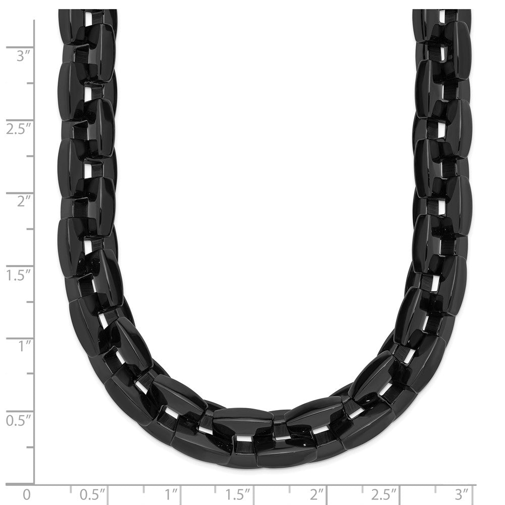 Stainless Steel Chisel Polished Black Ip-Plated Link Chain Necklace