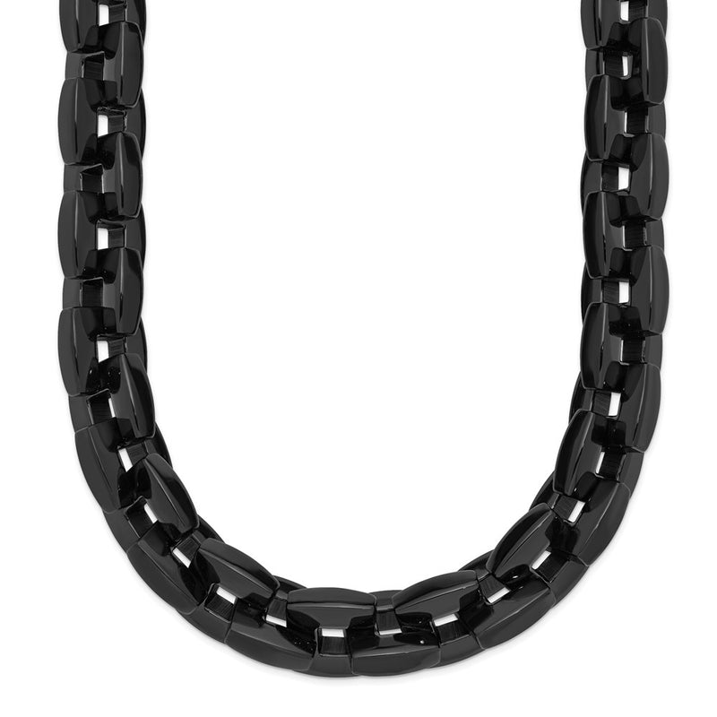 Stainless Steel Chisel Polished Black Ip-Plated Link Chain Necklace