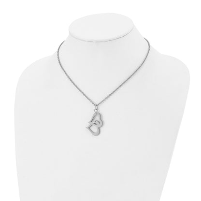 Stainless Steel Polished W/Cz Hearts 16.5In W/2In Ext Necklace
