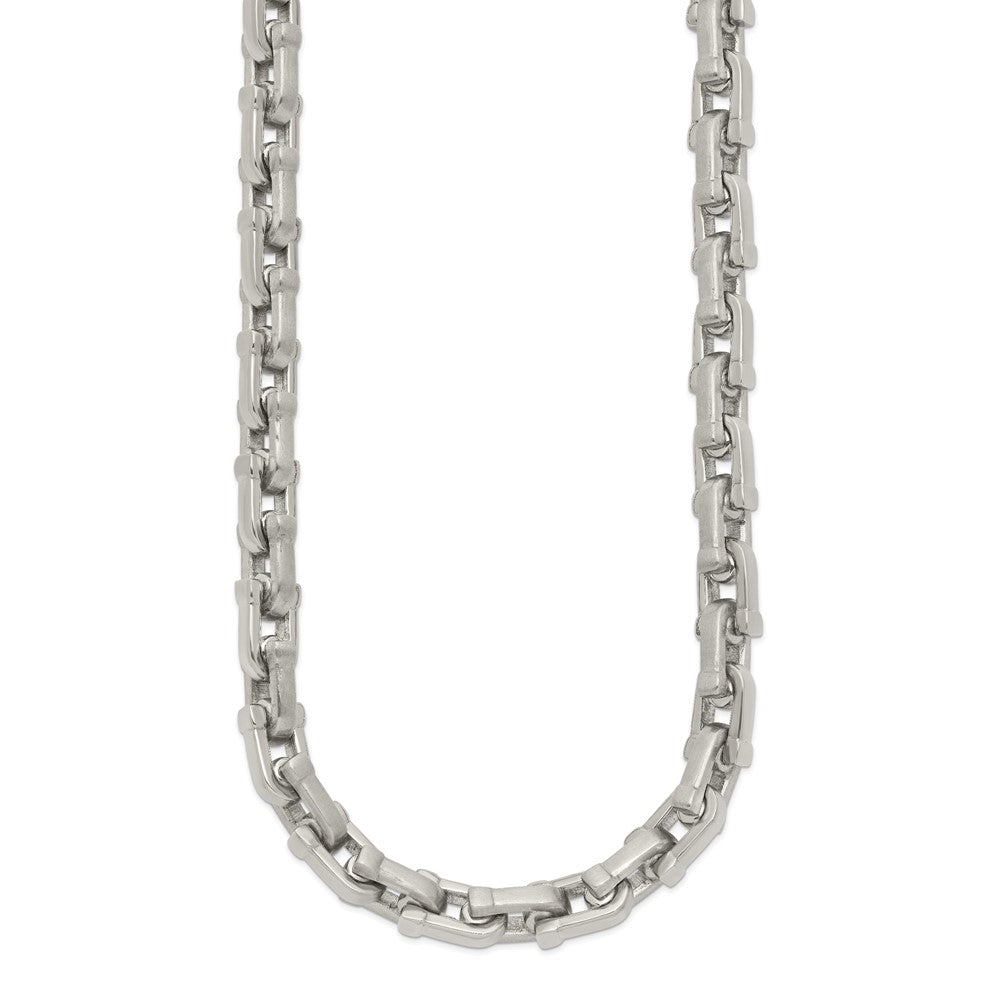 Stainless Steel Chisel Brushed And Polished Chain Necklace