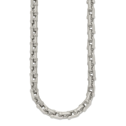 Stainless Steel Chisel Brushed And Polished Chain Necklace