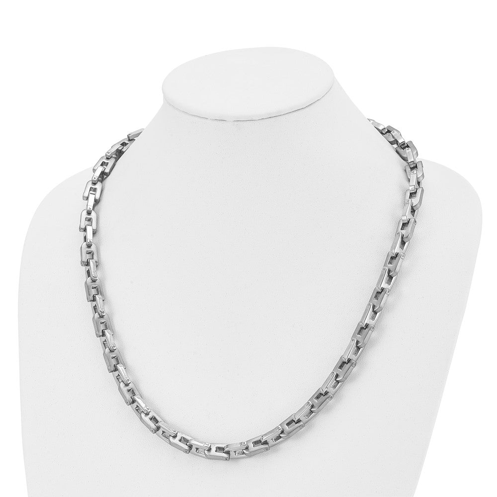Stainless Steel Chisel Brushed And Polished Chain Necklace