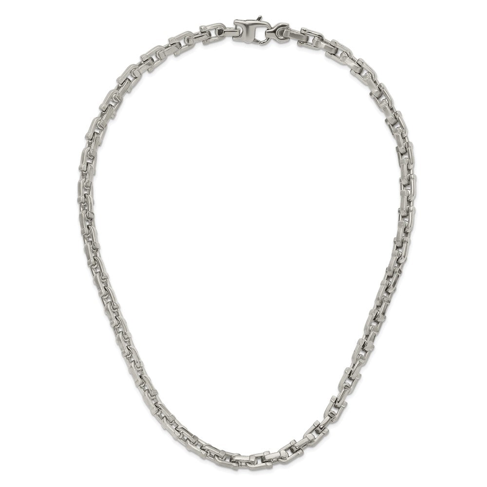 Stainless Steel Chisel Brushed And Polished Chain Necklace