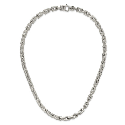 Stainless Steel Chisel Brushed And Polished Chain Necklace