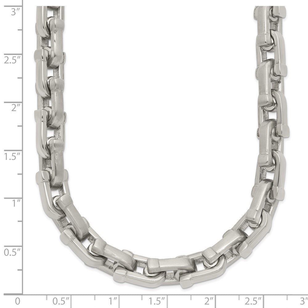 Stainless Steel Chisel Brushed And Polished Chain Necklace