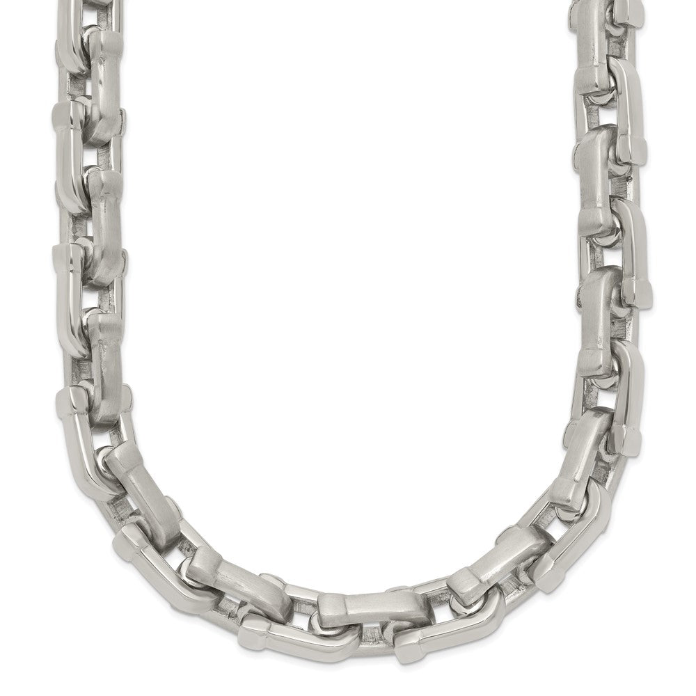 Stainless Steel Chisel Brushed And Polished Chain Necklace