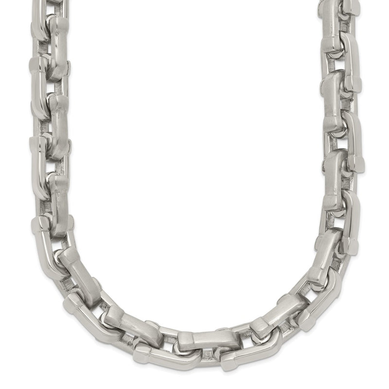 Stainless Steel Chisel Brushed And Polished Chain Necklace
