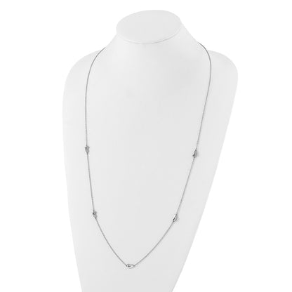 Stainless Steel Polished Slip On Heart Station Necklace