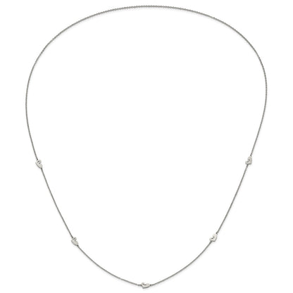 Stainless Steel Polished Slip On Heart Station Necklace